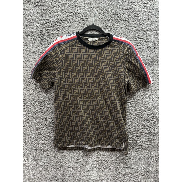 FENDI x FILA Zucca FF‎ Monogram Logo Tshirt Size Small